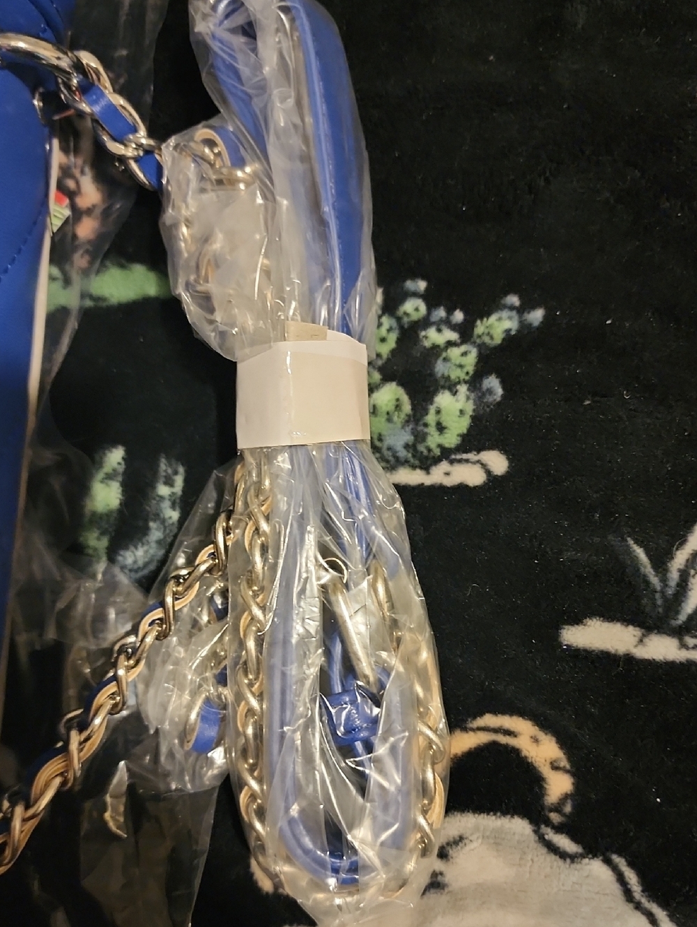 Badgley Mischka Royal Blue Quilted Shoulder Bag - Picture 5 of 5